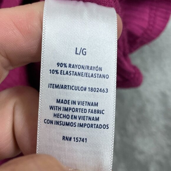 Splendid Long-Sleeve Ribbed Top L Magenta Rayon & Elastane Blend NWT 6509 - Picture 4 of 8